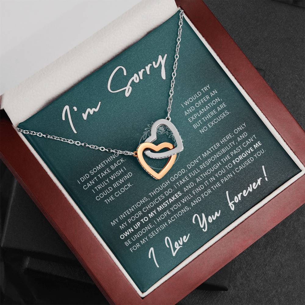 Interlocking Hearts Apology Gift Necklace for Her, I'm Sorry Interlocking Hearts Gift Necklace, Forgive Me Interlocking Hearts Gift Necklace for Her