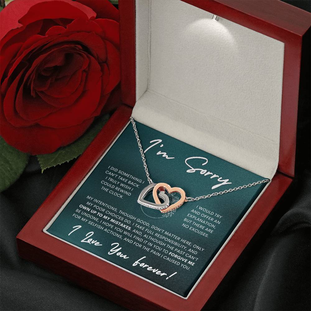 Interlocking Hearts Apology Gift Necklace for Her, I'm Sorry Interlocking Hearts Gift Necklace, Forgive Me Interlocking Hearts Gift Necklace for Her