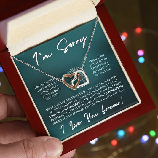 Interlocking Hearts Apology Gift Necklace for Her, I'm Sorry Interlocking Hearts Gift Necklace, Forgive Me Interlocking Hearts Gift Necklace for Her