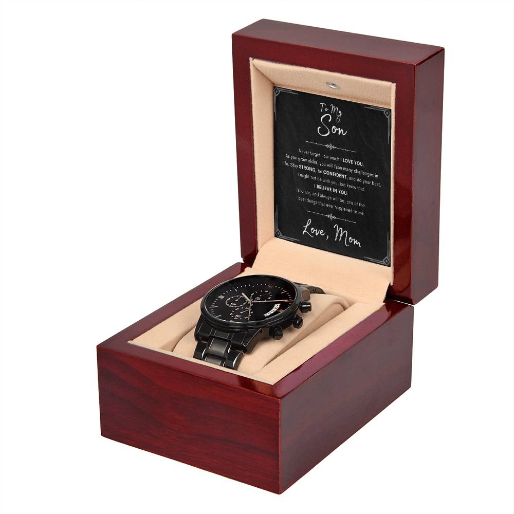 Stainless Steel Black Chronograph Watch | Gift for Him | Gift for Son