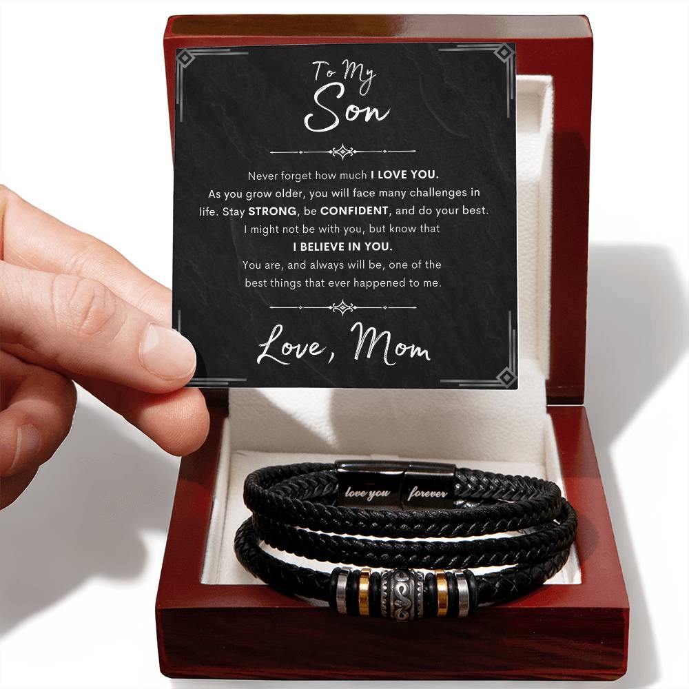 Bracelet with Personalized Message to Son | Gift for Birthday, Christmas, or Special Event